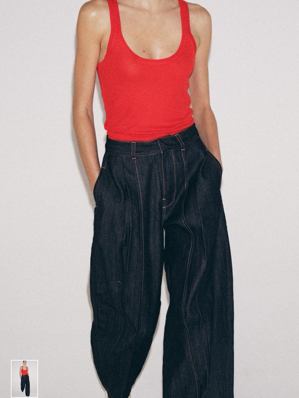 Zara Black Wide-Leg Pleated Jeans